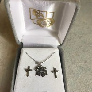 Sterling Silver kids matching necklace& earrings